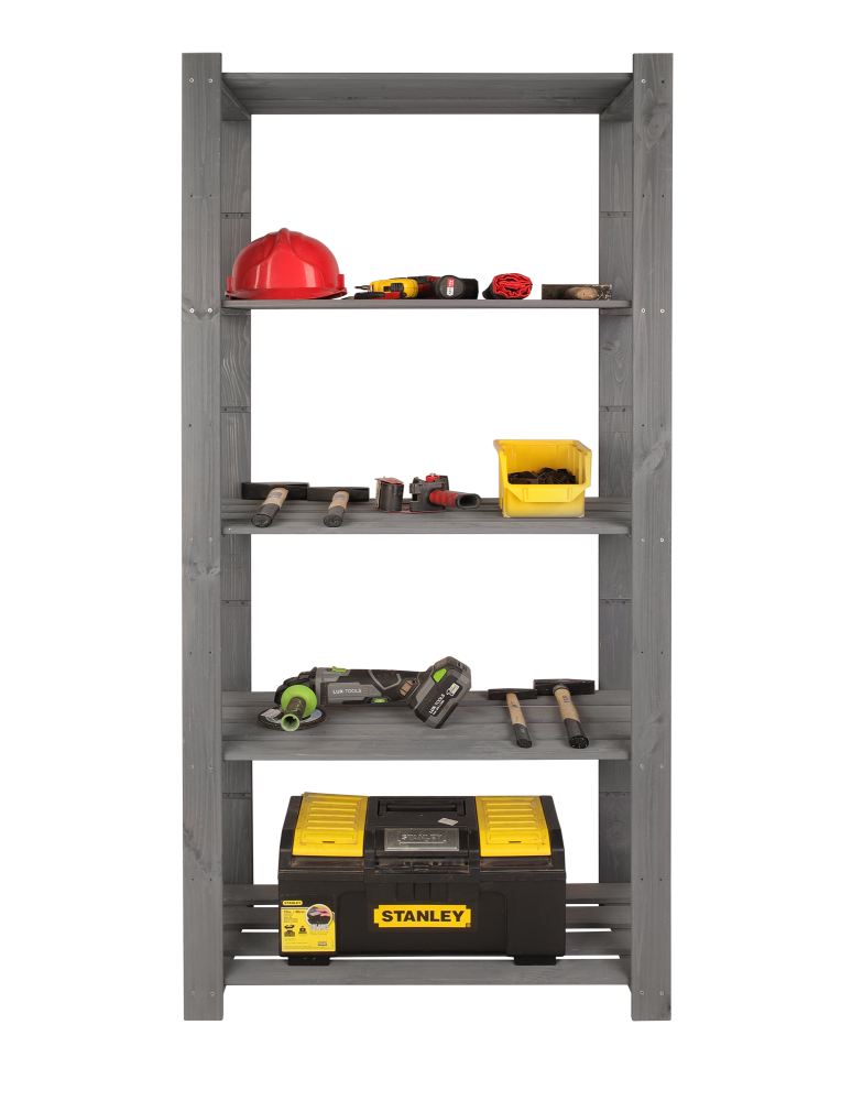 Regały - Regał na książki drewniany B24R 170x80x38 5 półek Szary - product b2b.wamar.biz 10