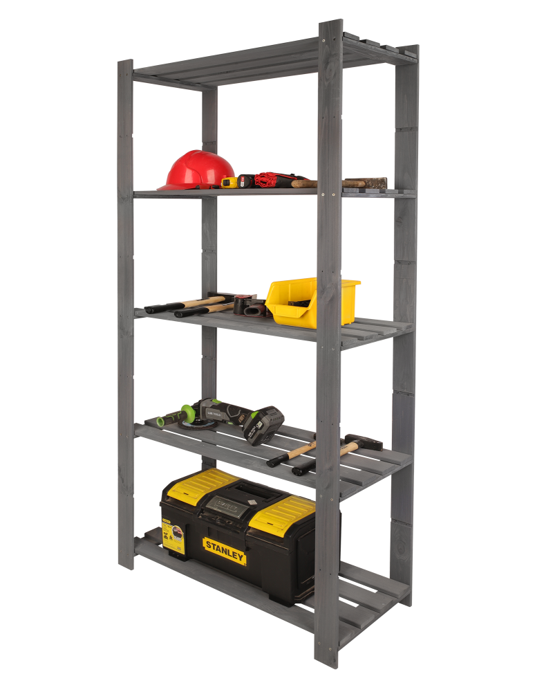 Regały - Regał na książki drewniany B24R 170x80x38 5 półek Szary - product b2b.wamar.biz 11