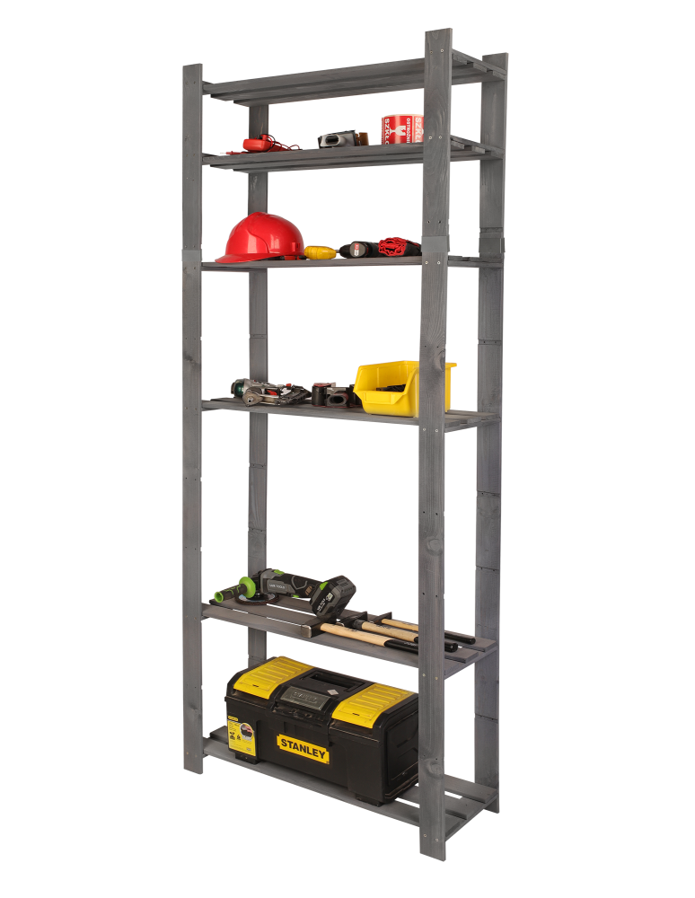 Regały - Regał na książki drewniany B27R 200x80x28 6 półek Szary - product b2b.wamar.biz 11