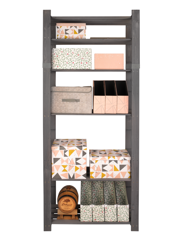 Regały - Regał na książki drewniany B29R 200x80x38 6 półek Szary - product b2b.wamar.biz 2