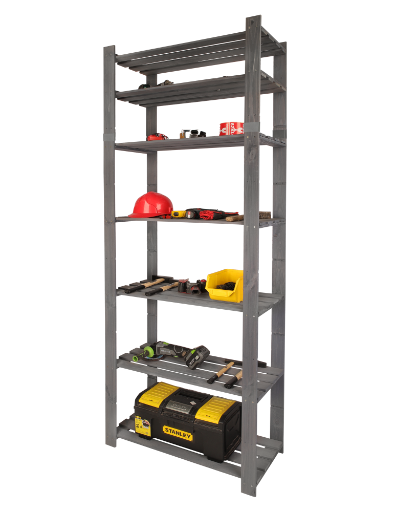 Regały - Regał na książki drewniany B30R 220x80x38 7 półek Szary - product b2b.wamar.biz 1