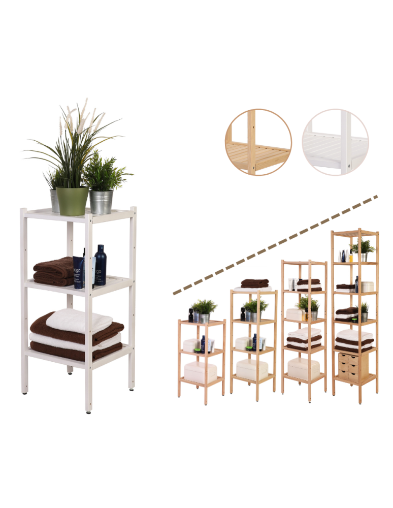 Regały - Bukowy regał łazienkowy RLB /Tarni/ 3 półki - Biały - product b2b.wamar.biz 1