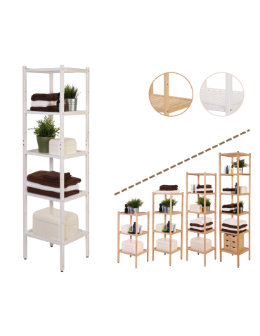 Bukowy regał łazienkowy RLB /Tarni/ 6 półek - Biały