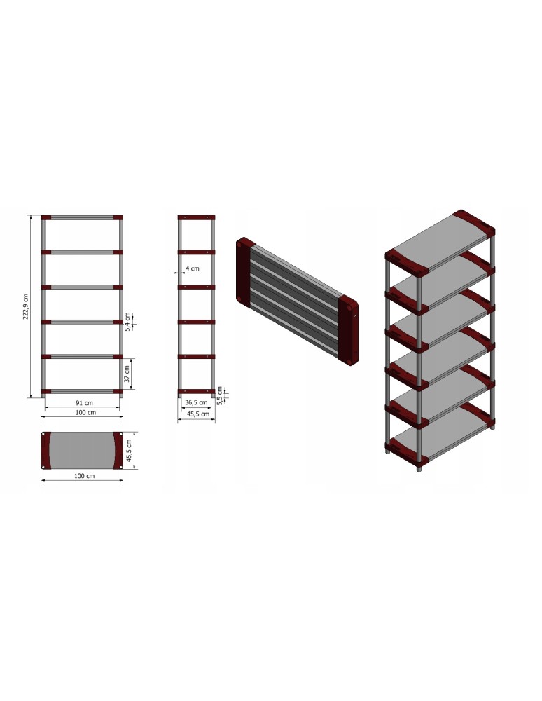 Regały z plastiku- tworzywa - Regał magazynowy plastikowy JUPITER-6_100_SZAR - product b2b.wamar.biz 13