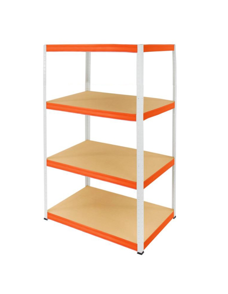 Regały Magazynowe - Regał Helios 180x75x50 cm 4 półki/400kg Biało-Pomarańczowy - product b2b.wamar.biz 1
