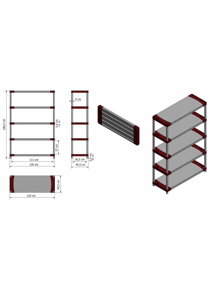 Regały z plastiku- tworzywa - Regał magazynowy plastikowy JUPITER-5_120_SZAR - product b2b.wamar.biz 13