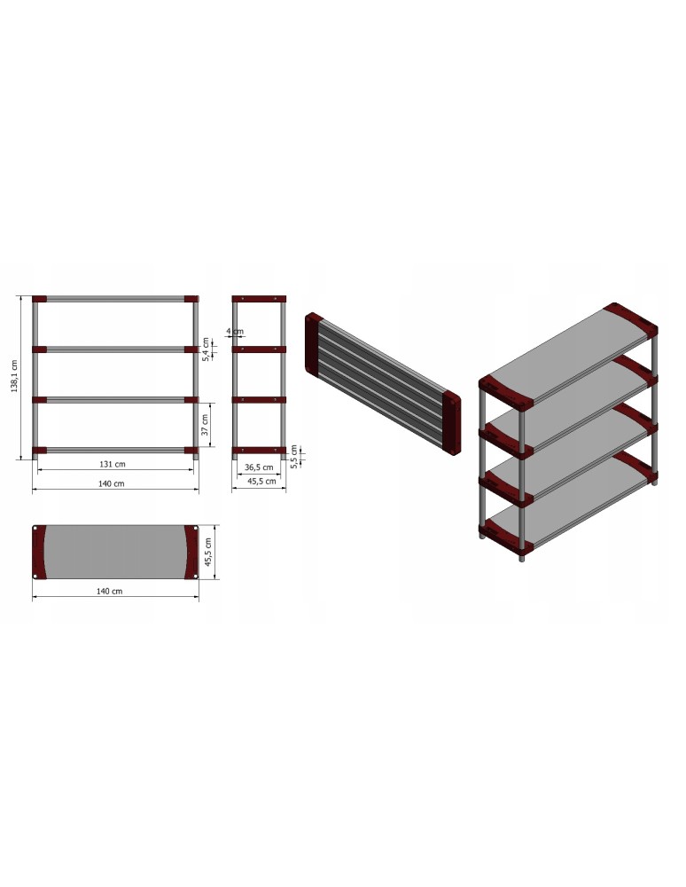 Regały z plastiku- tworzywa - Regał magazynowy garażowy JUPITER-4_140_ZIEL - product b2b.wamar.biz 13