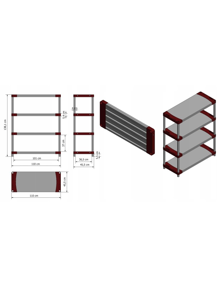 Regały z plastiku- tworzywa - Regał magazynowy garażowy JUPITER-4_110_ZIEL - produkt b2b.wamar.biz 13