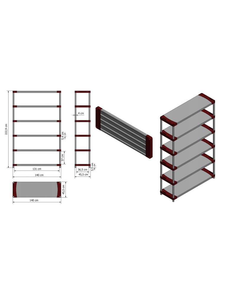 Regały z plastiku- tworzywa - Regał magazynowy plastikowy JUPITER-6_140_CZER - product b2b.wamar.biz 13