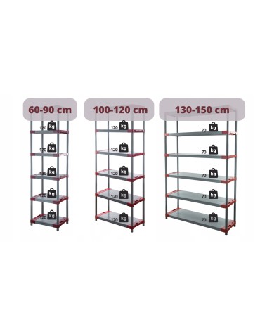 Regały z plastiku- tworzywa - Regał magazynowy plastikowy JUPITER-5_100_CZER - product 10