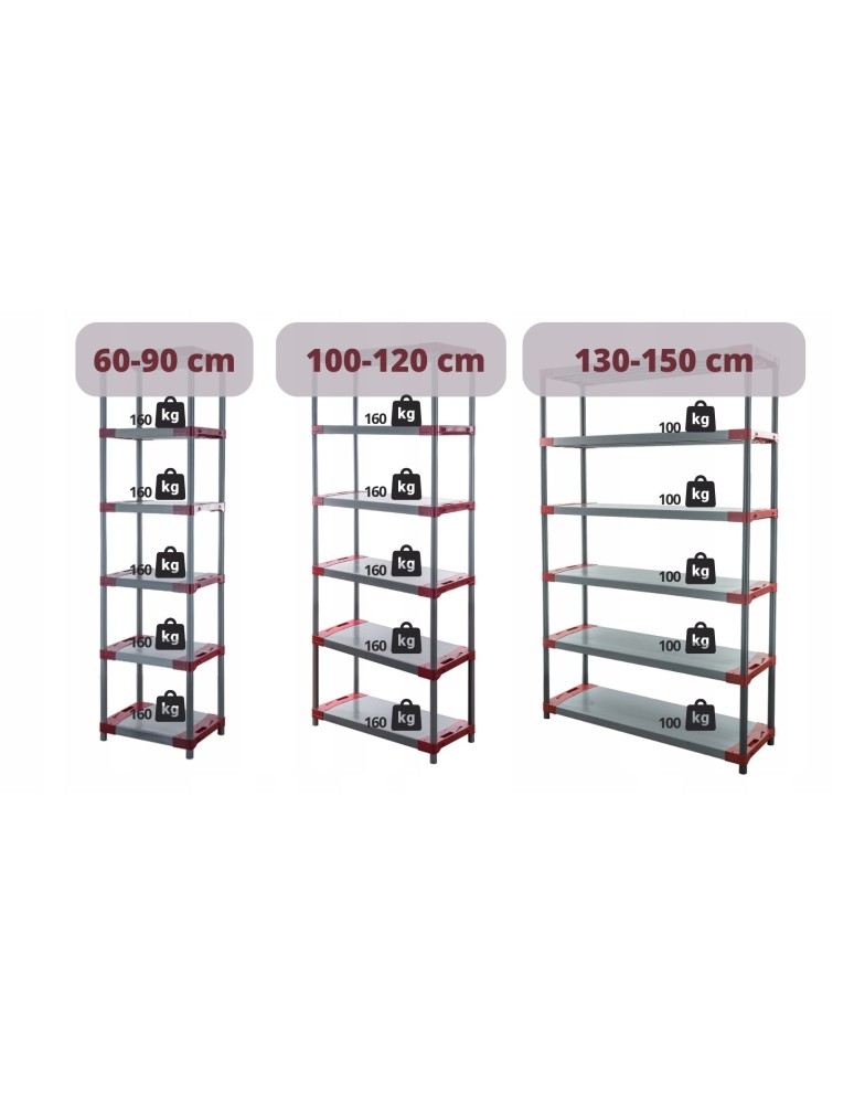 Regały z plastiku- tworzywa - Regał plastikowy do piwnicy TYTAN-6_070_SZAR - product b2b.wamar.biz 10