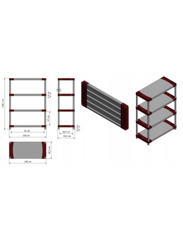 Regały z plastiku- tworzywa - Regał plastikowy garażowy TYTAN-4_100_CZER - product 13