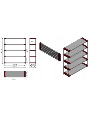 Regały z plastiku- tworzywa - Regał plastikowy do piwnicy TYTAN-5_150_CZER - product 13