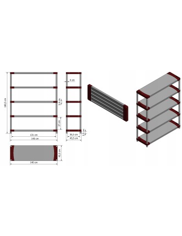 Regały z plastiku- tworzywa - Regał plastikowy do piwnicy TYTAN-5_140_SZAR - product 13