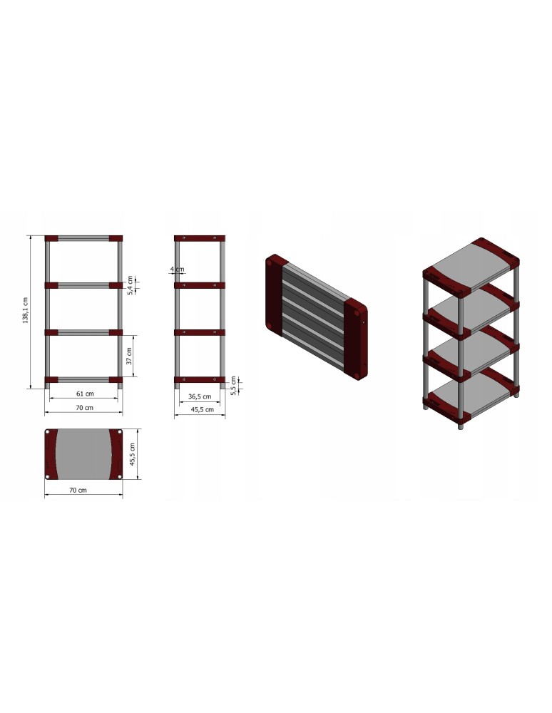 Regały z plastiku- tworzywa - Regał plastikowy garażowy TYTAN-4_070_SZAR - product b2b.wamar.biz 13