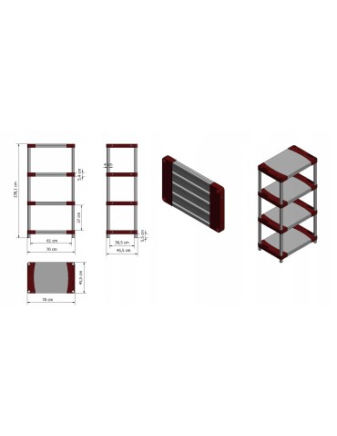 Regały z plastiku- tworzywa - Regał plastikowy garażowy TYTAN-4_070_CZER - product 13