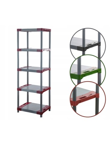 Regał plastikowy do piwnicy TYTAN-5_090_CZER