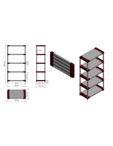 Regały z plastiku- tworzywa - Regał plastikowy do piwnicy TYTAN-5_090_CZER - product 13