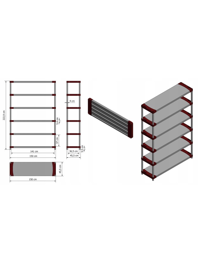 Regały z plastiku- tworzywa - Regał plastikowy do piwnicy TYTAN-6_150_CZER - product b2b.wamar.biz 13