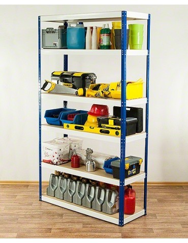 Regały - Regał Helios 196x120x50 cm 6 półek/275kg Biało-Niebieski - product 6
