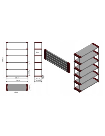 Regały z plastiku- tworzywa - Regał plastikowy do piwnicy TYTAN-6_140_SZAR - product 13