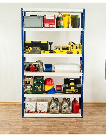 Regały - Regał Helios 196x120x35 cm 6 półek/275kg Biało-Niebieski - product 7