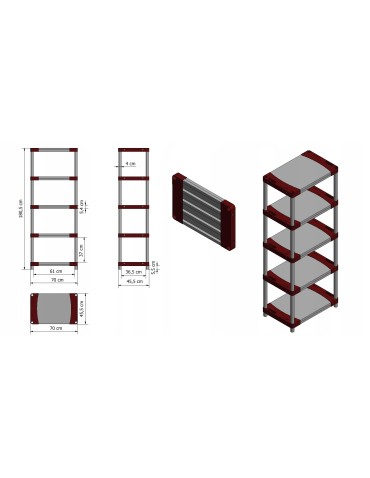 Regały z plastiku- tworzywa - Regał plastikowy do piwnicy TYTAN-5_070_CZER - product 13