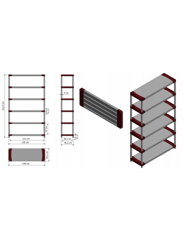 Regały z plastiku- tworzywa - Regał plastikowy do piwnicy TYTAN-6_130_CZER - product 13