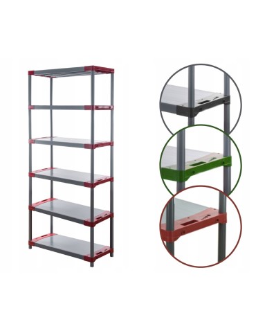 Regał plastikowy do piwnicy TYTAN-6_120_CZER