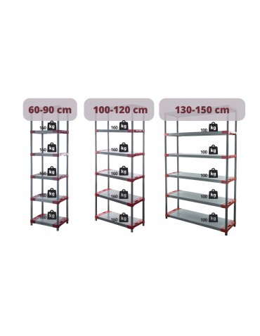 Regały z plastiku- tworzywa - Regał plastikowy do piwnicy TYTAN-6_100_SZAR - product 10