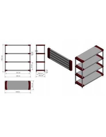 Regały z plastiku- tworzywa - Regał plastikowy garażowy TYTAN-4_130_CZER - product 13