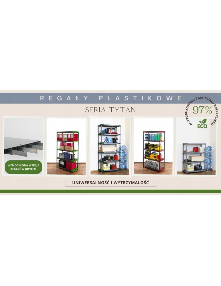 Regały z plastiku- tworzywa - Półka do regału plastikowego Tytan/ TYT_P_130_SZAR - product b2b.wamar.biz 2