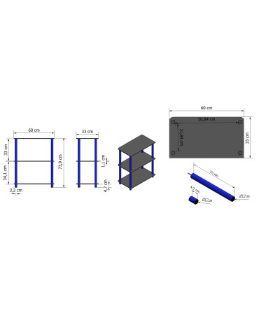 Regały z plastiku- tworzywa - Systemowy Regał Biurowy 74x60x33 cm – DEDAL BLACK-3M_B - produkt 7
