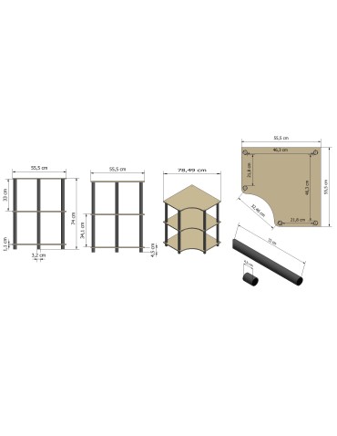 Regały z plastiku- tworzywa - Systemowy Regał Biurowy 74x56x56 cm – DEDAL BLACK-3W_B - product 7