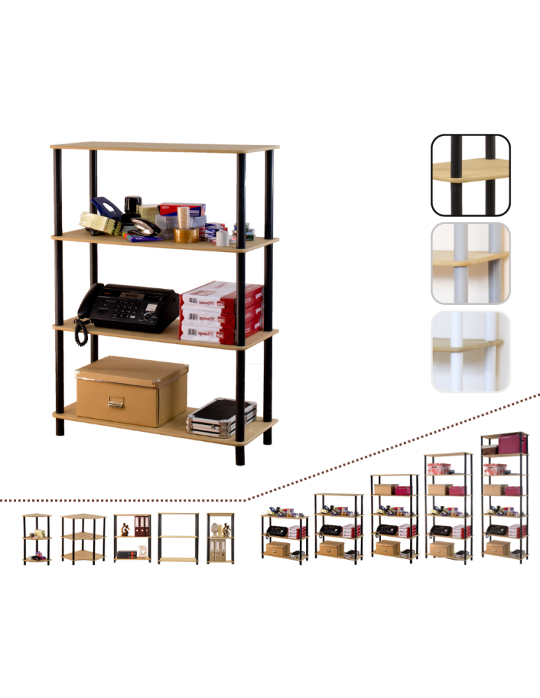 Regały z plastiku- tworzywa - Systemowy Regał Biurowy 108x80x33 cm – DEDAL BLACK-4N_B - product b2b.wamar.biz 1