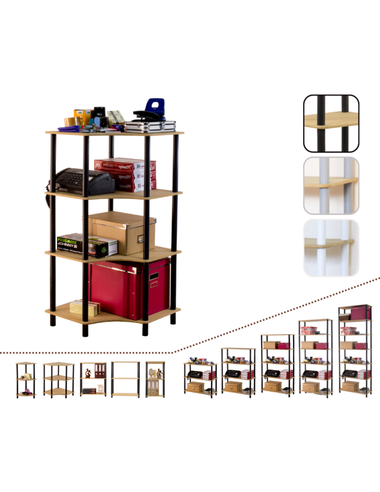 Regały z plastiku- tworzywa - Systemowy Regał Biurowy 108x56x56 cm – DEDAL BLACK-4W_B - product b2b.wamar.biz 1
