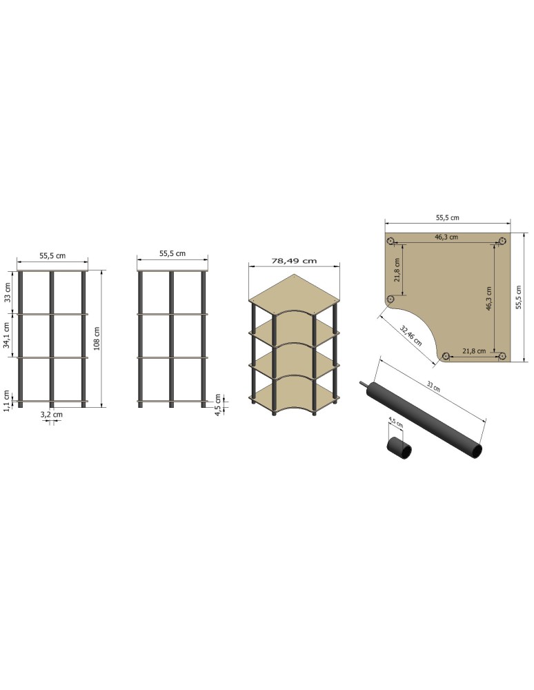 Regały z plastiku- tworzywa - Systemowy Regał Biurowy 108x56x56 cm – DEDAL BLACK-4W_B - product b2b.wamar.biz 7