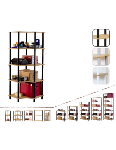 Systemowy Regał Biurowy 142x56x56 cm – DEDAL BLACK-5W_B