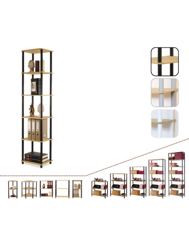 Systemowy Regał Biurowy 175x40x33 cm – DEDAL BLACK-6L_B