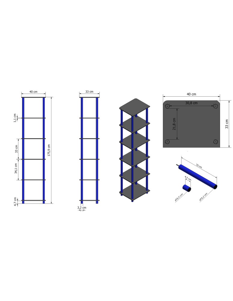 Regały z plastiku- tworzywa - Systemowy Regał Biurowy 175x40x33 cm – DEDAL BLACK-6L_B - product b2b.wamar.biz 7