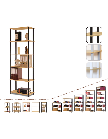 Systemowy Regał Biurowy 175x60x33 cm – DEDAL BLACK-6M_B