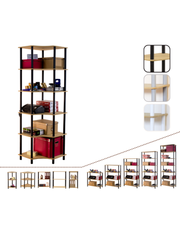 Systemowy Regał Biurowy 175x56x56 cm – DEDAL BLACK-6W_B