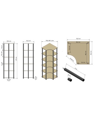 Regały z plastiku- tworzywa - Systemowy Regał Biurowy 175x56x56 cm – DEDAL BLACK-6W_B - product 7