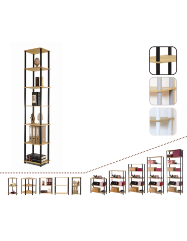 Systemowy Regał Biurowy 210x40x33 cm – DEDAL BLACK-7L_B