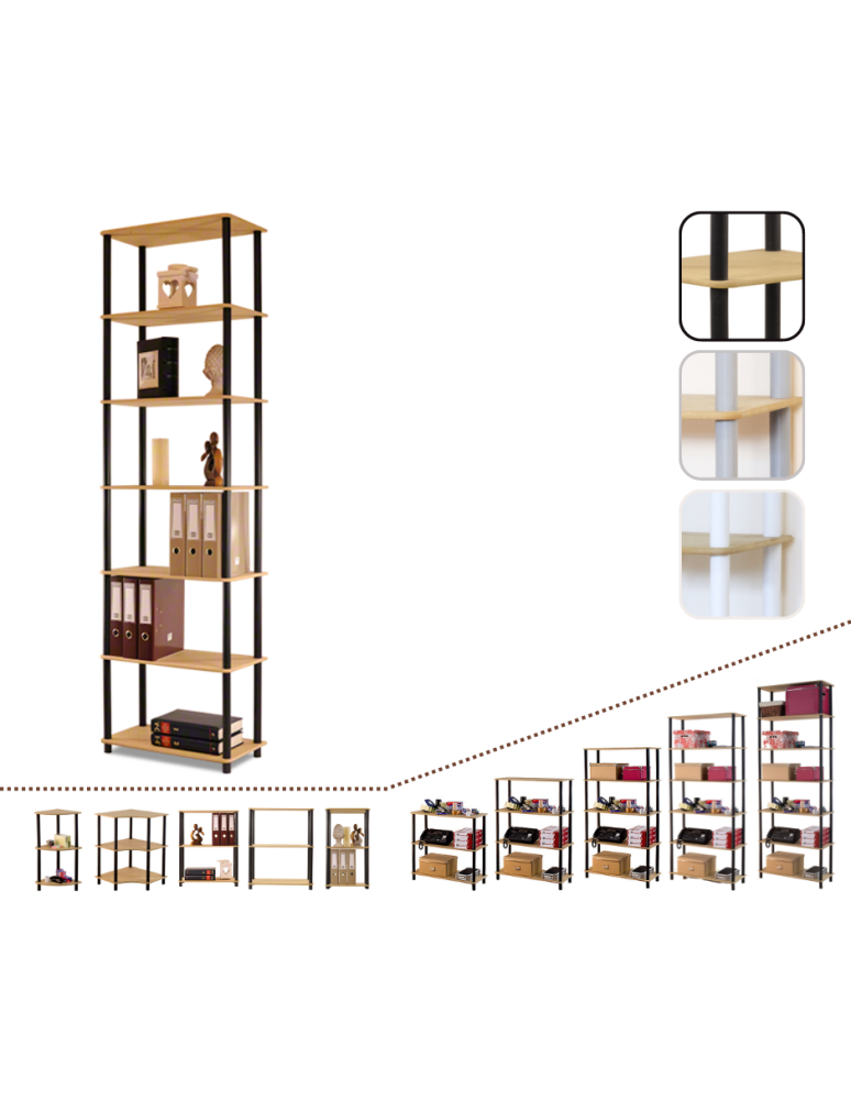 Regały z plastiku- tworzywa - Systemowy Regał Biurowy 210x60x33 cm – DEDAL BLACK-7M_B - produkt b2b.wamar.biz 1