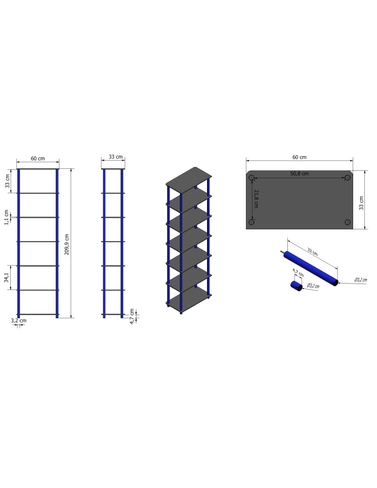 Regały z plastiku- tworzywa - Systemowy Regał Biurowy 210x60x33 cm – DEDAL BLACK-7M_B - product b2b.wamar.biz 8