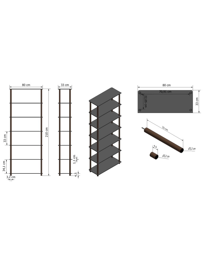 Regały z plastiku- tworzywa - Systemowy Regał Biurowy 210x80x33 cm – DEDAL BLACK-7N_B - product b2b.wamar.biz 10