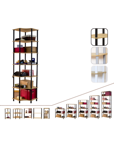 Systemowy Regał Biurowy 210x56x56 cm – DEDAL BLACK-7W_B