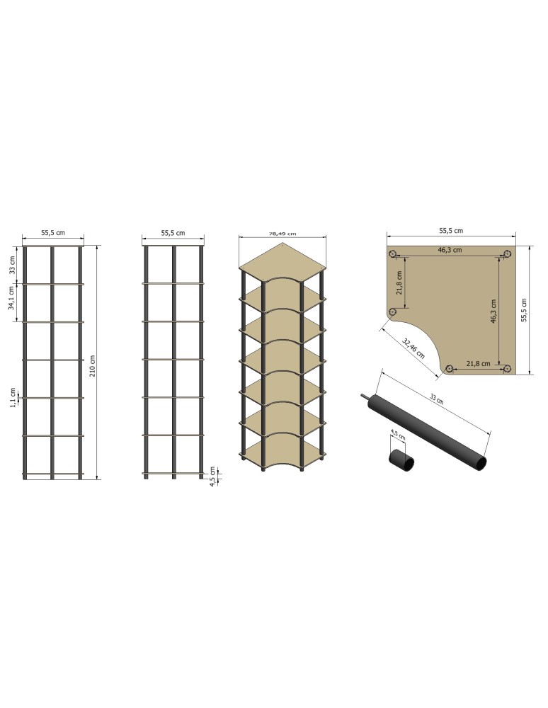 Regały z plastiku- tworzywa - Systemowy Regał Biurowy 210x56x56 cm – DEDAL BLACK-7W_B - product b2b.wamar.biz 7