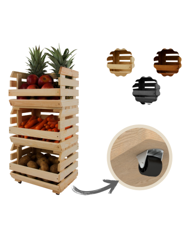 Skrzynki na warzywa na kółkach RAWA /szer.37cm - Naturalne